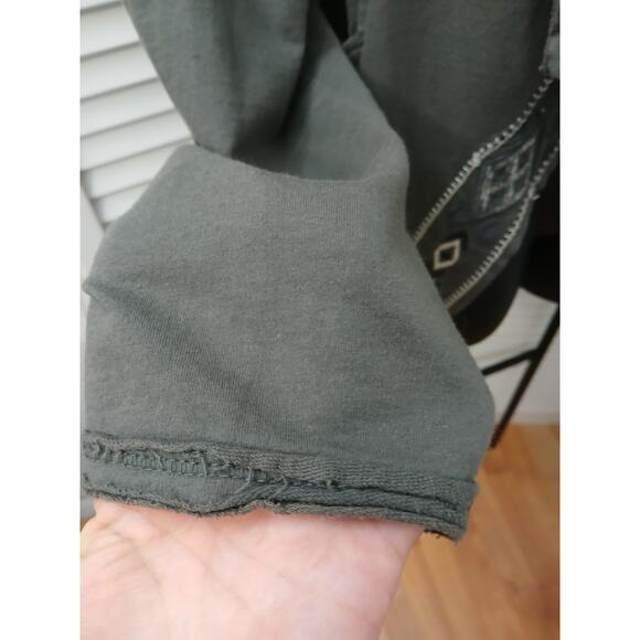 MONORENO  Gray Open Cardigan Embroidery Cotton Flow Look Long Sleeves Pockets L - Picture 8 of 11